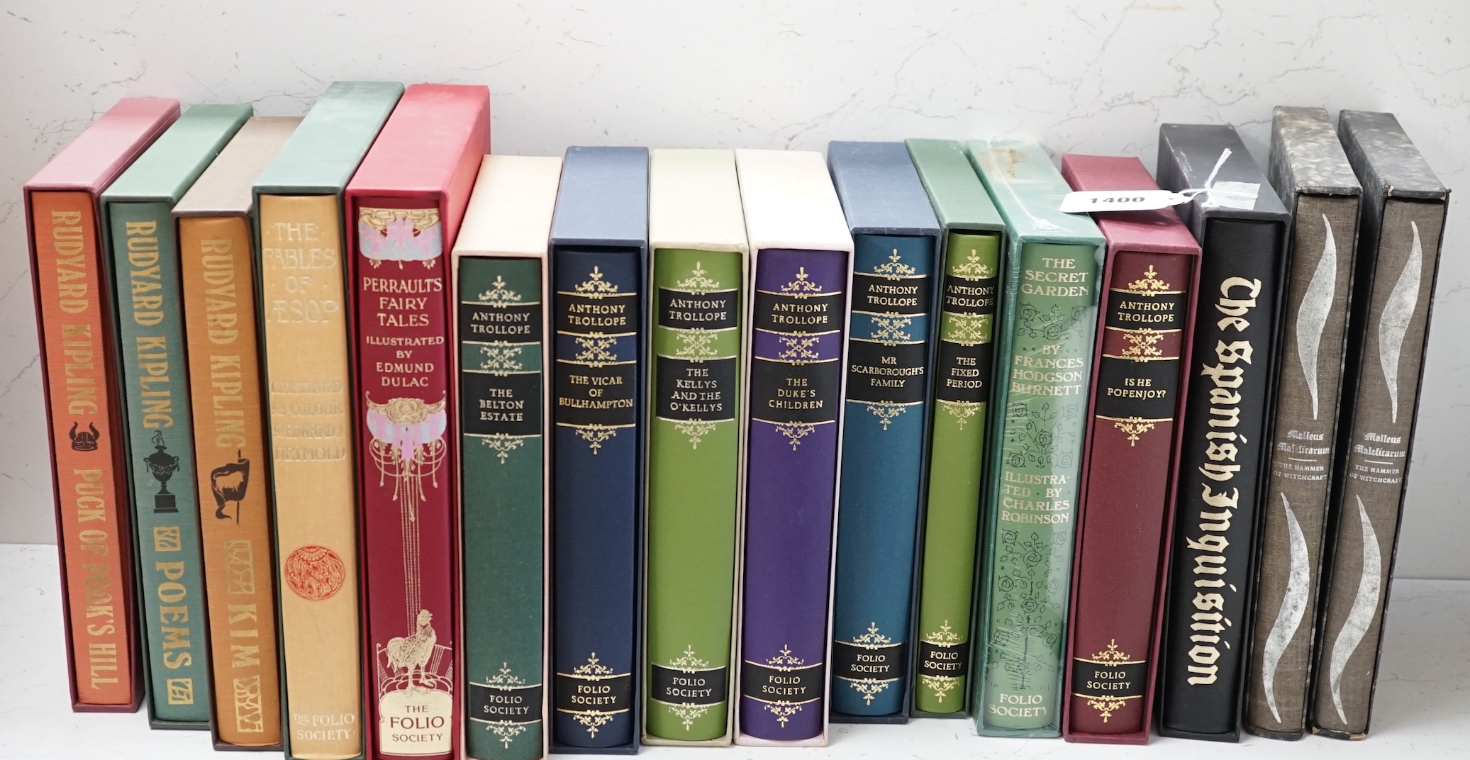 Seventeen Folio Society volumes including three Rudyard Kipling, seven Anthony Trollope, the Secret Garden, a two volume edition of Milton’s Paradise Lost, etc. (18)